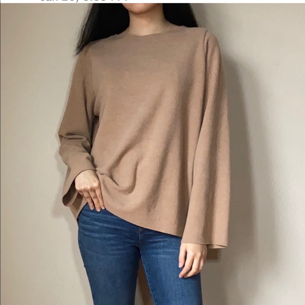 Zara camel long sleeve ribbed sweater